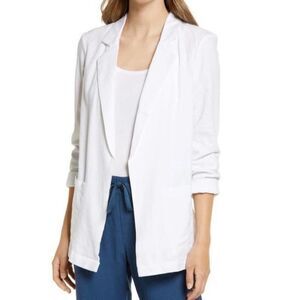 Caslon White Linen blend Open Front Blazer size medium